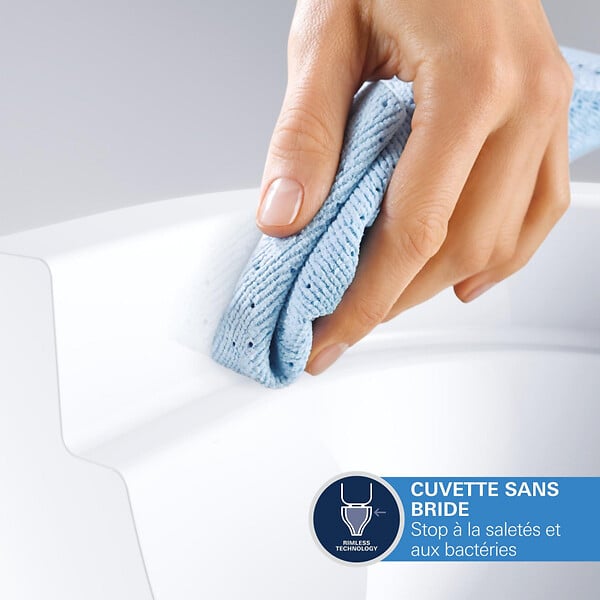 GROHE - Rapid SL pack WC bâti-support + WC suspendu sans bride Grohe avec abattant SoftClose + plaque (GRRGRSTWR01-FR) - large