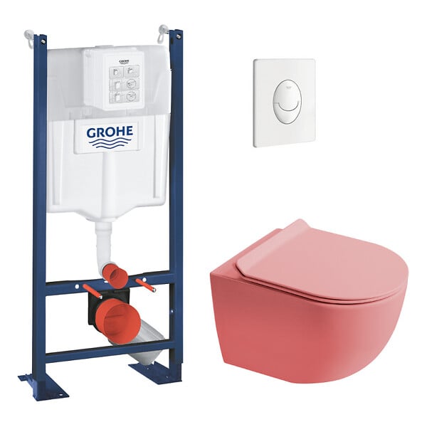 GROHE - Rapid SL pack WC bâti autoportant + WC suspendu sans bride Ceramia PixL avec abattant SoftClose + plaque (GRRCEPXPMT01FR-FS) - large