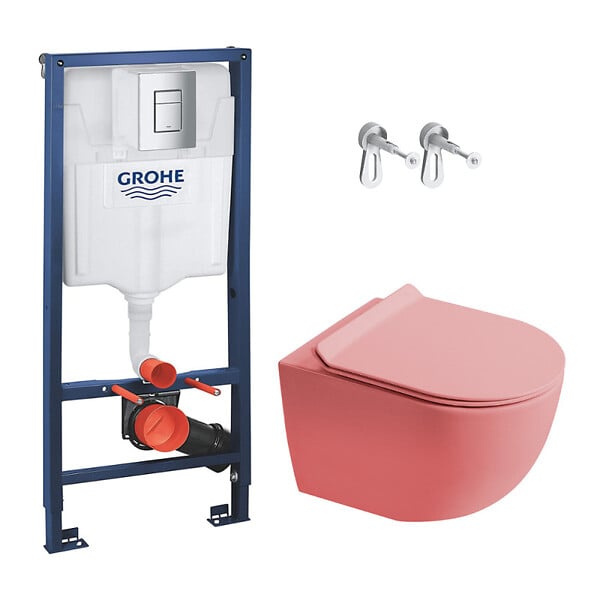 GROHE - Rapid SL pack WC bâti-support + WC suspendu sans bride Ceramia PixL avec abattant SoftClose + plaque (GRRCEPXPMT03FR-FS) - large