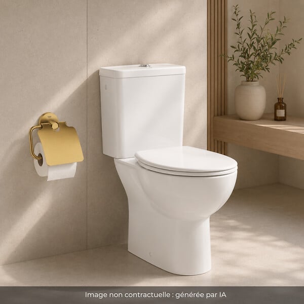 GROHE - WC à poser sans bride + Abattant frein de chute déclipsable + Dérouleur papier mural Cool Sunrise - large