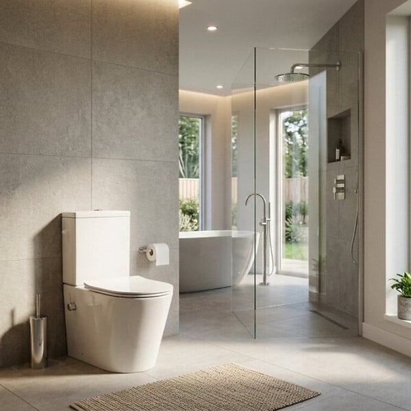 SWISS AQUA TECHNOLOGIES - Brevis cuvette WC à poser sans bride avec abattant SoftClose, avec fonction bidet, vendue sans réservoir, blanc (SATBRE36BFCB) - large