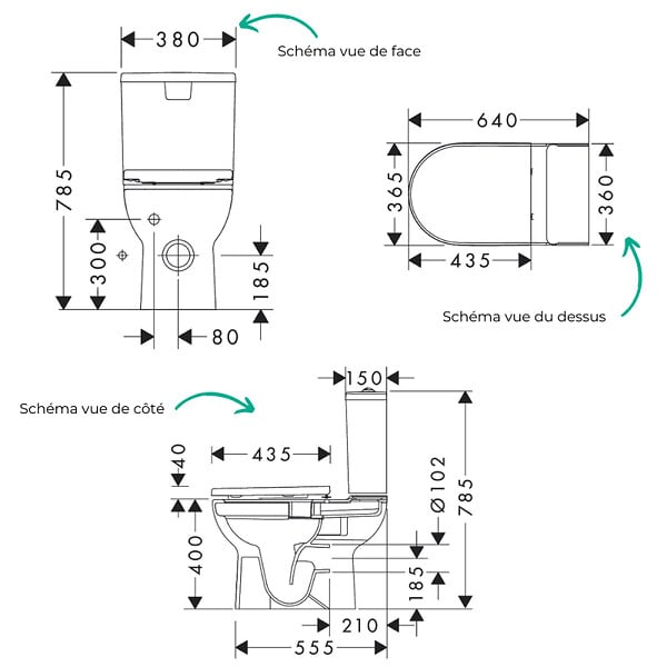 HANSGROHE - WC à poser sans bride sortie horizontale GladeLake S avec abattant frein de chute - large