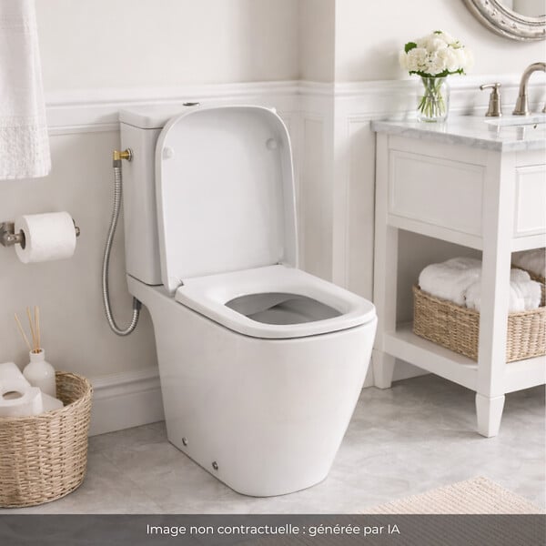 IDEAL STANDARD - WC à poser compact sans bride sortie horizontale I.Life S avec abattant frein de chute - large