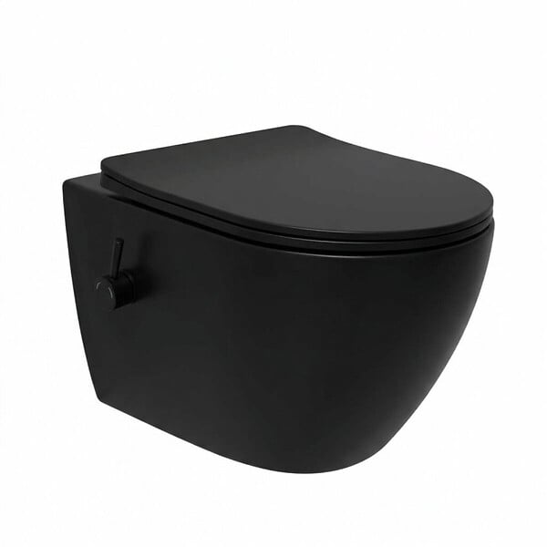 SWISS AQUA TECHNOLOGIES - Fusion WC japonais suspendu sans bride avec abattant SoftClose, noir mat (SATFUS11BFCBKM) - large
