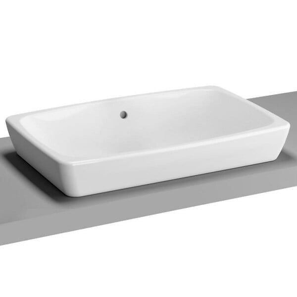 VITRA - Vasque à poser Vitra Metropole 60 x 40 x 16 cm, avec trop-plein, blanc brillant, sans trou pour robinetterie (5668-003-0012) - large