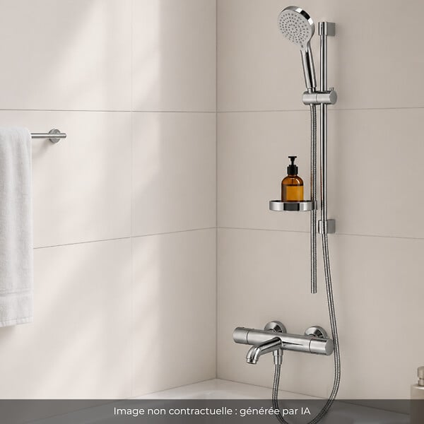 HANSGROHE - Pack mitigeur baignoire thermostatique Ecostat 1001 CL chromé + Ensemble de douche Crometta 2 jets blanc/chromé - large