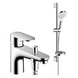 HANSGROHE - Pack mitigeur baignoire mécanique Vernis Blend C2 chromé + Ensemble de douche Crometta 2 jets blanc/chromé - vignette