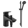 HANSGROHE - Pack mitigeur baignoire mécanique Logis C2 + Ensemble pommeau Vernis Blend EcoSmart 2 jets avec barre noir mat - vignette