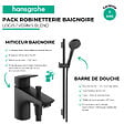 HANSGROHE - Pack mitigeur baignoire mécanique Logis C2 + Ensemble pommeau Vernis Blend EcoSmart 2 jets avec barre noir mat - vignette
