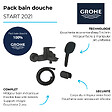 GROHE - Mitigeur bain douche mécanique Start 2021 noir mat + Douchette 2 jets Vitalio Comfort 110 avec flexible et support - vignette