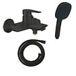 GROHE - Mitigeur bain douche mécanique Start Edge 2020 noir mat + Douchette 2 jets Vitalio Comfort 110 + Flexible - vignette