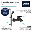 GROHE - Mitigeur bain douche mécanique Start 2021 Noir mat + Ensemble de douche 2 jets avec barre Vitalio Start 110 - vignette