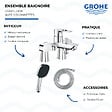 GROHE - Mitigeur baignoire mécanique Start Loop avec colonnettes Idro'Flex + Douchette 2 jets Comfort + Flexible - vignette