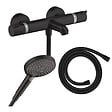 HANSGROHE - Pack mitigeur bain douche thermostatique Ecostat Comfort + Flexible Isiflex + Pommeau Raindance Select 3jets noir mat - vignette