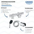 GROHE - Mitigeur baignoire thermostatique Precision Get avec colonnettes Idro'Flex + Douchette 2 jets Comfort + Flexible + Support - vignette