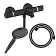 HANSGROHE - Pack mitigeur bain douche thermostatique Ecostat Comfort + Flexible Designflex + Pommeau Raindance Select 3jets noir mat - vignette