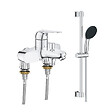 GROHE - Mitigeur baignoire mécanique Swift avec colonnettes Idro'Flex + Barre de douche chromée - vignette