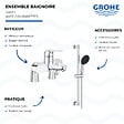 GROHE - Mitigeur baignoire mécanique Swift avec colonnettes Idro'Flex + Barre de douche chromée - vignette