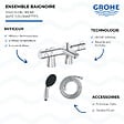 GROHE - Mitigeur baignoire thermostatique Precision Trend avec colonnettes Idro'Flex + Douchette 2 jets Start + Flexible - vignette