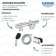 GROHE - Mitigeur baignoire thermostatique Grohtherm 800 Cosmopolitan 1/2 avec colonnettes Idro'Flex + Douchette 2 jets Comfort + Flexible + Support - vignette