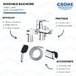 GROHE - Mitigeur baignoire mécanique Start Loop avec colonnettes Idro'Flex + Douchette 2 jets Comfort + Flexible + Support - vignette