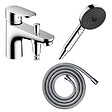 HANSGROHE - Pack mitigeur bain douche mécanique Vernis Blend C2 + Pommeau de douche Pulsify Select 105 + Flexible Metaflex chromé - vignette