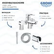 GROHE - Mitigeur baignoire mécanique Start Loop avec colonnettes Idro'Flex + Douchette 1 jet + Flexible + Support - vignette