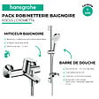 HANSGROHE - Pack mitigeur baignoire mécanique Focus C2 chromé + Ensemble de douche Crometta 2 jets blanc/chromé - vignette