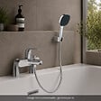 GROHE - Mitigeur baignoire mécanique Swift avec colonnettes Idro'Flex + Douchette 2 jets Comfort + Flexible + Support - vignette