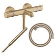 HANSGROHE - Pack mitigeur bain douche thermostatique Ecostat Comfort  + Flexible Designflex + Pommeau Pulsify S bronze brossé - vignette