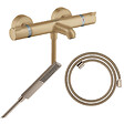 HANSGROHE - Pack mitigeur bain douche thermostatique Ecostat Comfort + Flexible Designflex + Pommeau Pulsify E bronze brossé - vignette