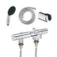 GROHE - Mitigeur baignoire thermostatique Grohtherm 800 Cosmopolitan 1/2 avec colonnettes Idro'Flex + Douchette 2 jets Start + Flexible + Support - vignette