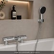GROHE - Mitigeur baignoire thermostatique Grohtherm 800 Cosmopolitan 1/2 avec colonnettes Idro'Flex + Douchette 2 jets Start + Flexible + Support - vignette