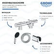 GROHE - Mitigeur baignoire thermostatique Grohtherm 800 Cosmopolitan 1/2 avec colonnettes Idro'Flex + Douchette 2 jets Start + Flexible + Support - vignette