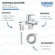 GROHE - Mitigeur baignoire mécanique Start Loop avec colonnettes Idro'Flex + Douchette 1 jet + Flexible - vignette