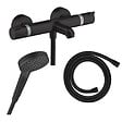 HANSGROHE - Pack mitigeur bain douche thermostatique Ecostat Comfort  + Flexible Isiflex + Pommeau Vernis Blend Vario noir mat - vignette
