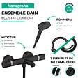 HANSGROHE - Pack mitigeur bain douche thermostatique Ecostat Comfort  + Flexible Isiflex + Pommeau Vernis Blend Vario noir mat - vignette