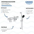 GROHE - Mitigeur baignoire thermostatique Grohtherm 800 avec colonnettes Idro'Flex + Ensemble douche Vitalio Start - vignette