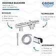 GROHE - Mitigeur baignoire thermostatique Precision Get avec colonnettes Idro'Flex + Douchette 1 jet + Flexible + Support - vignette