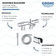 GROHE - Mitigeur baignoire thermostatique Precision Trend avec colonnettes Idro'Flex + Douchette 1 jet + Flexible + Support - vignette
