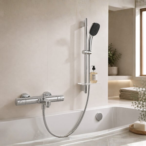 GROHE - Pack mitigeur BD thermostatique Precision Get + Douchette Vitalio Comfort + Barre Quickflix Vitalio Smartactive + Flexible - large
