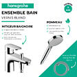 HANSGROHE - Pack mitigeur bain douche mécanique Vernis Blend C2 + Pommeau de douche Vernis Blend + Flexible Designflex chromé - vignette