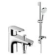 HANSGROHE - Pack mitigeur baignoire mécanique monotrou Vernis Blend chromé + Ensemble de douche Crometta 2 jets blanc/chromé - vignette