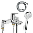 HANSGROHE - Mitigeur bain mécanique Logis + Pommeau de douche Crometta avec flexible et support - vignette