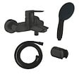 GROHE - Mitigeur bain douche mécanique Start 2021 noir mat + Douchette 2 jets Vitalio Start 110 avec flexible et support - vignette