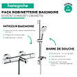 HANSGROHE - Pack mitigeur baignoire thermostatique Ecostat Comfort chromé + Ensemble de douche Crometta 2 jets blanc/chromé - vignette