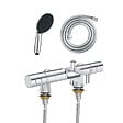 GROHE - Mitigeur baignoire thermostatique Grohtherm 800 Cosmopolitan 1/2 avec colonnettes Idro'Flex + Douchette 2 jets Start + Flexible - vignette