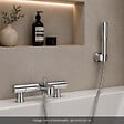 GROHE - Mitigeur baignoire thermostatique Grohtherm 800 Cosmopolitan 1/2 avec colonnettes Idro'Flex + Douchette 1 jet + Flexible + Support - vignette