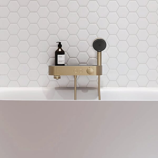 HANSGROHE - Pack mitigeur bain-douche thermostatique ShowerTablet Select + Designflex + douchette Pulsify 3 jets bronze brossé - large