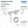 GROHE - Mitigeur baignoire thermostatique Precision Get avec colonnettes Idro'Flex + Douchette 1 jet + Flexible - vignette